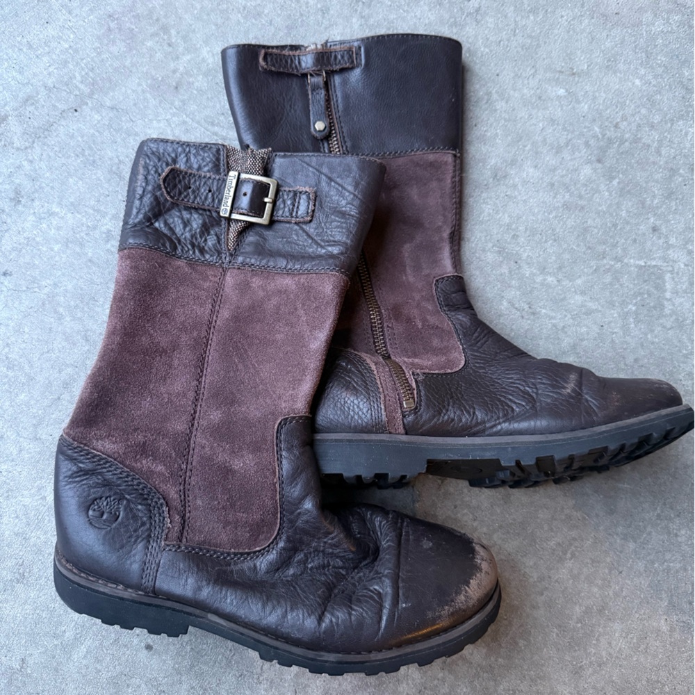 Girls Timberland Brown Leather and Suede Boots